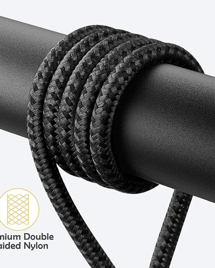 90 Degree iPhone Charging Cable 2Pack 10ft Right Angle Nylon Braided Lightning Charger Cord Compatible with iPhone 14 13 12 11 Pro Max XS XR X 8 7 6 5 Plus iPad（Black）