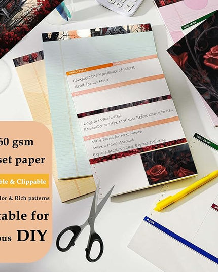 Scrapbook Paper,24 Sheets 6"x 6" Decorative Papers,Single-Sided Vivid Origami Decoupage Paper for Card Making,DIY Album, Hand Account & Travel Diary Craft Projects,House Rose