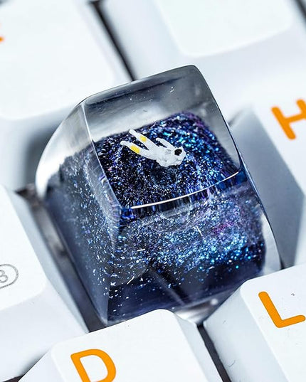 Cool Blue Galaxy Astronaut Artisan Keycap R1 SA Profile Custom Astronauts Keycaps 1U ESC Handmade Resin Gaming Space Explorer Key Cap Cherry MX Switch Compatible Mechanical Keyboard Space Lover Gift