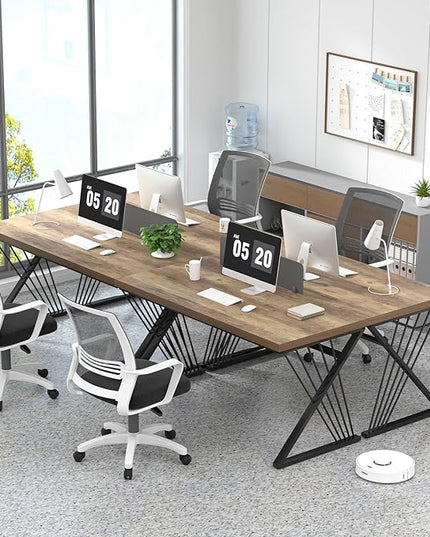 FOLUBAN Computer Desk, Modern Home Office Desk, Wood and Metal Study Writing Gaming Table for Bedroom Living Room, Rustic Oak, 53 Inch
