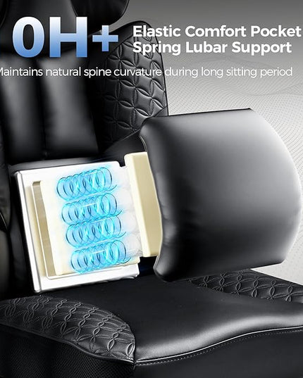 COMHOMA Big and Tall Office Chair 400LBS Heavy Duty Gaming Chair with Deluxe Embossing Leather High Back Wider Ergonomic Computer Chair with Foot Rest 150°Reclining Pocket Spring Lumbar Support