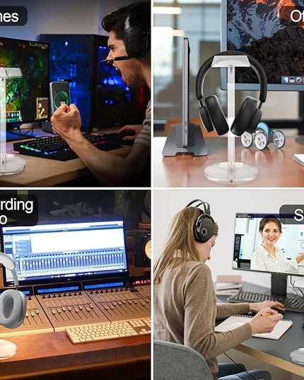 Acrylic Desktop Headphone Holder, Countertop Accessories Stand,Universal for All Music Gaming Headsets 1 Pack(DP015)