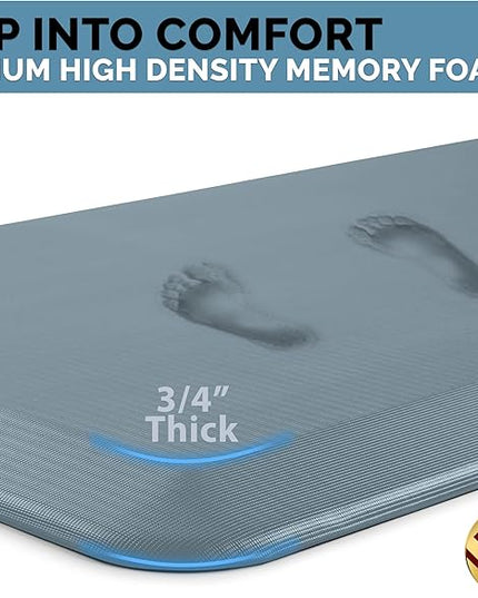 ComfiLife Anti Fatigue Floor Mat – 3/4 Inch Thick Perfect Kitchen Mat, Standing Desk Mat – Comfort at Home, Office, Garage – Durable – Stain Resistant – Non-Slip Bottom (24" x 70", Denim)