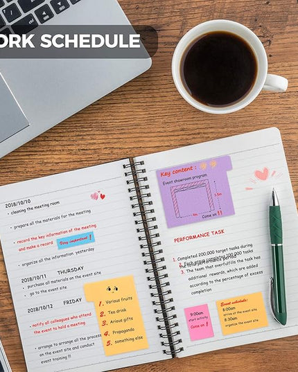 Sticky Notes Set, Post Self-Stick Notes Pads for Journaling Notebook Planner Study, Office Supplies College Essentials Back to School Supplies for High School Students Teen Girl Gifts Preppy Stuff