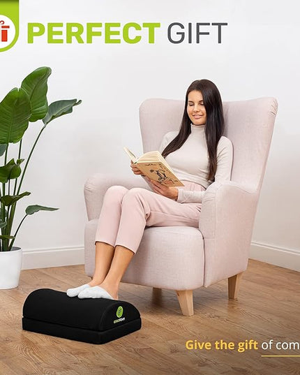 ErgoFoam Adjustable Foot Rest for Added Height - Mesh Orthopedic Teardrop Design - Large Premium Under Desk Foot Rest - Most Comfortable for Lumbar, Back, Knee Pain (Black)