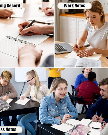Fuutreo 12 Pcs Spiral Notebook for Work A5 8.3 x 5.7 Inch College Ruled Spiral Journal Notebook Kraft Cover Ruled Paper, 12 Color, 60 Sheets, 120 Pages for Office School(Marble Pattern)