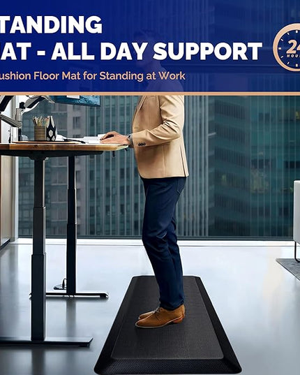 FEATOL Anti Fatigue Mat for Standing, 9/10 Extra Thick Ergonomic Standing Desk Mat, Comfort & Durable Memory Foam Standing Mat at Home,Office All Day (17" x 24", Black, 2PC)