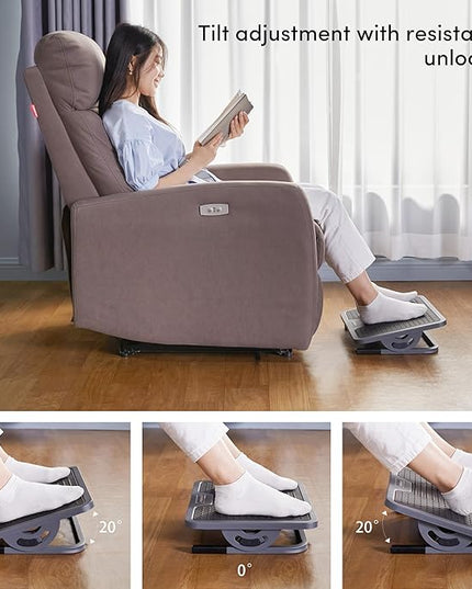 EUREKA ERGONOMIC Tilt Adjustable Footrest, Foot Rest for Under Desk at Work with Massage Surface, Office Foot Rest Under Desk with 20 Degree Tilt No Locking, Metal Frame