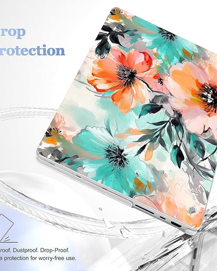 May Chen Case for MacBook Pro 14 inch, Models A2442 A2779 A2918 A2992 A3401 A3185 A3112 A3434, M1 M2 M3 M4 M5 Chip (2021-2025 Release), Plastic Hard Shell Case with Keyboard Cover, Floral Water