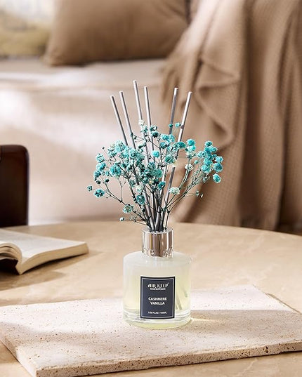 Airkeep Reed Diffuser Set,3.38 fl oz (100 ml) - Cashmere Vanilla Oil Diffusers with 8 Reed Sticks, Home Fragrance Reed Diffuser for Bathroom Shelf Decor