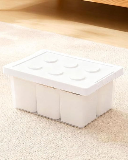 loobuu Plastic Storage Bins with Lids, Art Craft Supply Organizer Box with Brush Pot, Multipurpose Stackable Storage Containers for Organizing Tool, Craft, Crayon,Sewing(White)