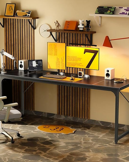 PRAISUN 78 X 24 Inch Office Computer Desk with Power Outlets and USB-C Port, Larger and Longer Gaming Desk, for Home Office, Study, Writing Work from Home Table, Metal Frame, Black