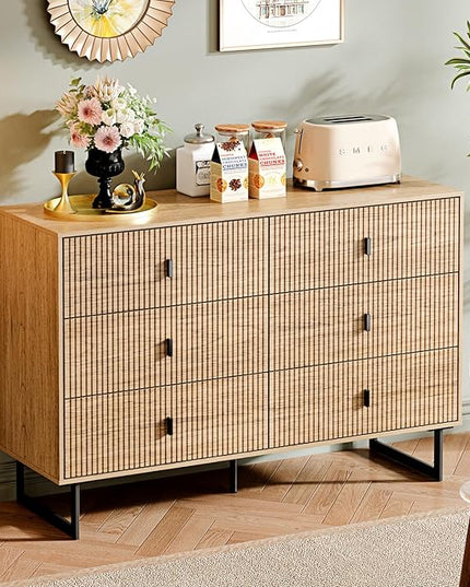 Chrangmay Modern Chest of Drawers with 6 Drawers,Deep Drawers,Clothes Organizer,Large Storage Cabinet for Living Room, Bedroom,Hallway,with Anti-Tipping Device,Wood
