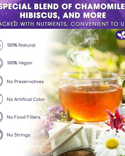 Refreshing Mint Herbal 60 Tea Bags – Special Blend Of Spearmint and Peppermint with Chamomile, and Top Herbal Ingredients for Digestive Comfort & Relaxation, Caffeine-Free, Naturally Sweet, Non GMO