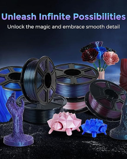 FLASHFORGE PLA Filament 1.75mm +/- 0.02mm Burnt Titanium, Color Changeable 3D Printer Filament 1kg (2.2lbs), Chameleon Changing Colors with Light, Perfectly Hide The Layer Line