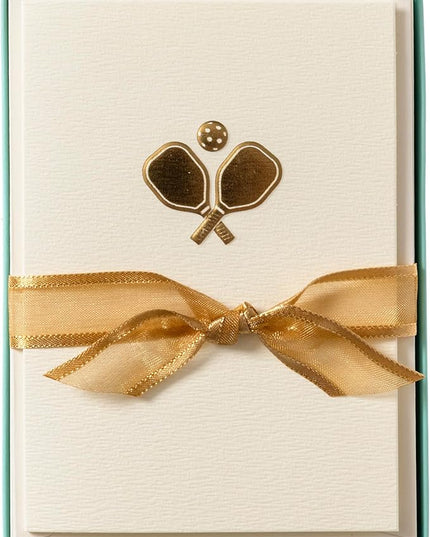 Graphique Pickleball Cards, Pack of 10 Cards with Envelopes, All Occasion Greetings, Blank Inside, Embossing and Gold Foil Accents, La Petite Press Collection Boxed Set, 3.25" x 4.75"