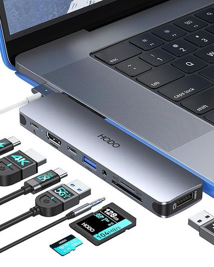 USB C Adapter Hub for MacBook Pro Air 2025-2018, Mac Adapter Multiport for MacBook 13" 15" 16", Mac Accessories Hub 8 in 2 with HDMI Thunderbolt 3 USB-C USB 3.0 2.0 SD/TF Card Reader