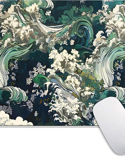 Square Mouse Pad Japanese Art,Personalized Premium-Textured Custom Mouse Mat Design,Washable Mousepad Lycra Cloth,Non-Slip Rubber Base Computer Mouse Pads for Wireless Mouse