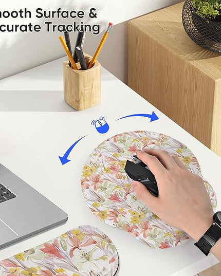 RICHEN Wrist Rest Support for Mouse Pad&Keyboard Set, 3-in-1 Computer Mousepad,Keyboard Wrist Rest and Coaster Set, Non-Slip Keyboard Wrist Rest and Mouse Pad Set Ergonomic Design (YKMWR-63)