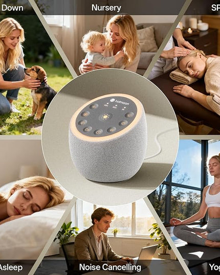 Hotmoon Sound Machine for Sleep, Cocoon 2 White Noise Sound Machine with 40 Non-Looping Sounds, Dual-Speaker & Timer, 8 Night Light, Pink Brown Green Noise for Sleeping Adults, Office Privacy, Plug-in
