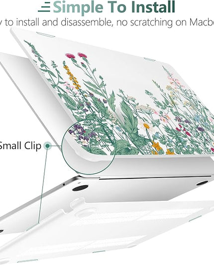 DONGKE for M4 MacBook Air 13.6 Inch Case 2025 2024 2023 2022 Model A3240 A3113 A2681 M3 M2 Chip, Plastic Hard Shell Case Cover with Touch ID for MacBook Air 13 Inch M4 (Garden Floral)
