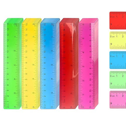 30Pcs 6 Inch Rulers with Inches and Centimeters in Bulk，Plastic Ruler in Assorted Colors, Clear Ruler, Transparent Rulers Bulk for Students Back to School Office Supplies(30Pcs)
