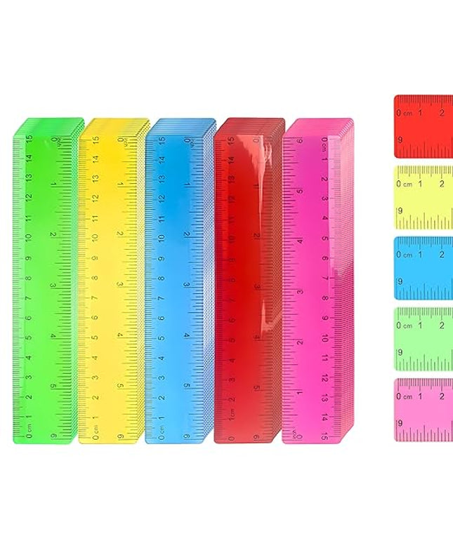 30Pcs 6 Inch Rulers with Inches and Centimeters in Bulk，Plastic Ruler in Assorted Colors, Clear Ruler, Transparent Rulers Bulk for Students Back to School Office Supplies(30Pcs)