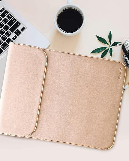 MOSISO Laptop Case 13 inch, 13 inch Laptop Sleeve Compatible with MacBook Air M4 M3 M2 M1 2025-2018 / Pro M2 M1 2025-2016, Faux Suede Leather Case with Small Bag, Rose Gold