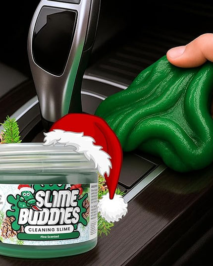 Slime Buddies Car Cleaning Gel Putty - Pine Scented Interior Detailing Tool for Cup Holders, Air Vents & Keyboard - Reusable Auto Detailing Accessories - Dust Remover Goop