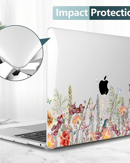 Dongke MacBook Pro 13 inch Case Model A2251/A2289 2020 Released, Plastic Hard Shell Case Cover for MacBook Pro 13 inch with Retina Display & Touch Bar Fits Touch ID (Floral Illustration)