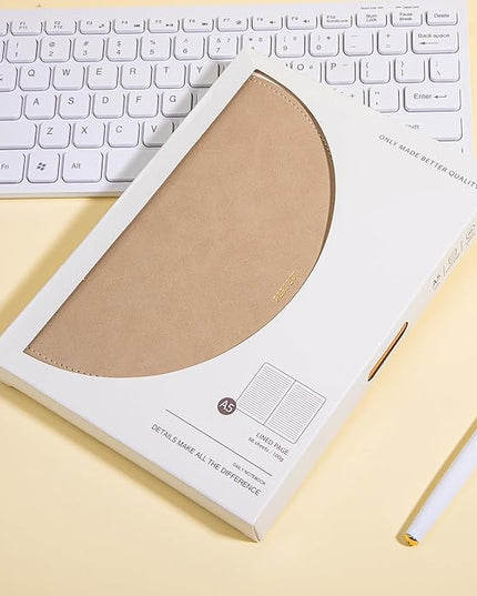 CAGIE Lined Journal for Women, 100GSM Leather Journals for Writing with Buckle Closure,A5 Hardcover Diary Journaling Notebooks for Business Work School Note Taking 5.9" x8.59 (Brown)