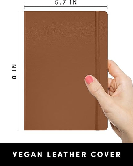PAPERAGE Lined Journal Notebook, (Cognac), 160 Pages, Medium 5.6 in x 8 in - 100 GSM Thick Paper – Hardcover Journaling Notebook for Work, School & Note Taking