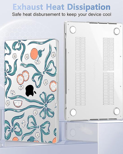 May Chen Case for MacBook Pro 14 inch, Models A2442 A2779 A2918 A2992 A3401 A3185 A3112 A3434, M1 M2 M3 M4 M5 Chip (2021-2025 Release), Plastic Hard Shell Case with Keyboard Cover, Flower & Bows