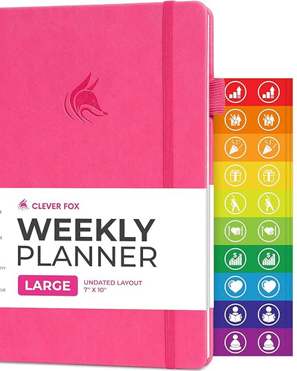 Clever Fox Planner Large – Undated Weekly & Monthly Planner for Productivity, Time Management & Goals – Organizer Journal – 7x10” (Hot Pink)