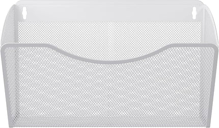 EasyPAG Single Pocket Wall File Organizer, Mesh Hanging File Folder Organizer for Letter/A4 Size Folders, Wall Mounted Vertical Mail Holder for Paperwork, Office, Home, School, White