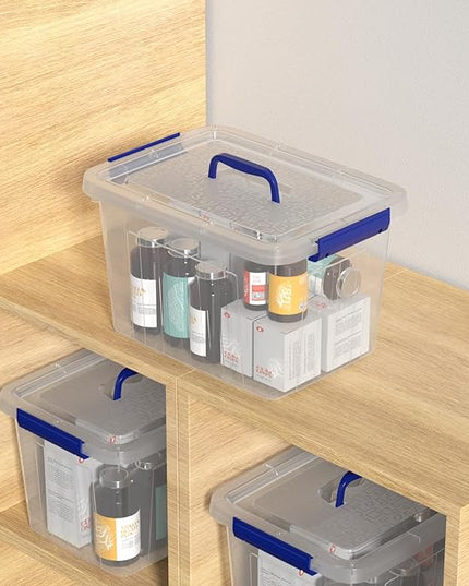 Vababa 4-Pack 10 L Clear Plastic Latch Storage Boxes with Lids
