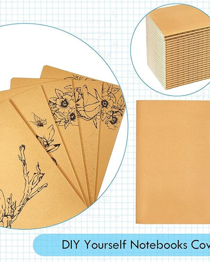 100 Pack Notebooks Bulk, Journaling Kraft Notebooks 5.5 x 8.3 A5 Softcover Notebook for Travelers Students Office Writing Sketch Travel Journal Notepad with 72 Pages 36 Sheets(Brown-Lined)