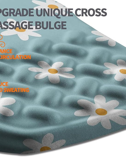 Ergonomic Slope Mouse Pad Wrist Support, Wrist Rest Mousepad for Carpal Tunnel Pain Relief with Massage Bulge and Slow Rebound Memory Foam (12x8 inch, White Flowers)