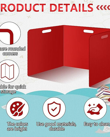 24 Pcs Desk Dividers for Students Classroom Plastic Privacy Folders Red Test Dividers for Students Desks Trifold Privacy Panel Partitions for School Teacher Supplies (24pcs Red)