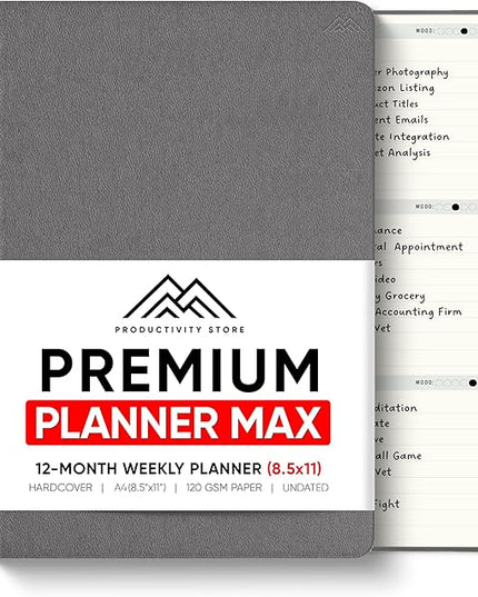 Undated, 2026 Planner, 8.5" x 11" - The #1 Productivity Planner to Achieve Your 2026 Goals - Planner 2026-2027 by PRODUCTIVITY STORE (A4, GREY)