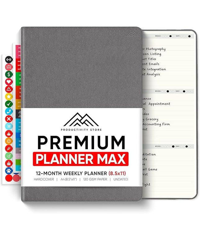 Undated, 2026 Planner, 8.5" x 11" - The #1 Productivity Planner to Achieve Your 2026 Goals - Planner 2026-2027 by PRODUCTIVITY STORE (A4, GREY)
