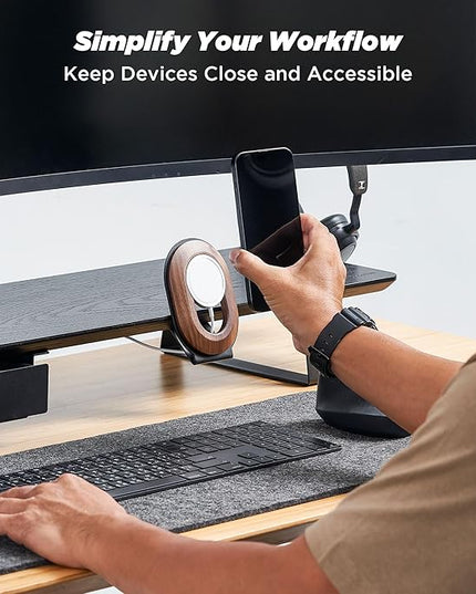 Moodular Add-ons Phone Stand for Magsafe (Charger Not Included) [Accessory Only - Requires Moodular Wooden Monitor Stand Slide Rails for Use] Black MSA-MS