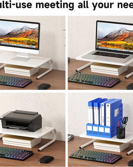 suptek Monitor Stand Riser for Computer,Laptop,Printer, Notebook and All Flat Screen Display with Vented Metal Platform and 4 Inches Height Underneath Storage,White(MST004W)