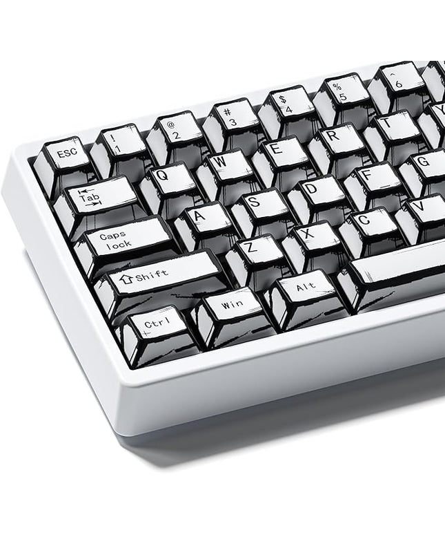 XVX White PBT Keycaps, Cherry Profile Keycap Set, Dye Sublimation Graffiti Keyboard Keycaps Suitable for 60% 65% 75% 80% 100% MX Switches Mechanical Keyboard