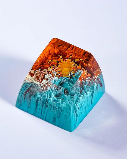 Tarantula Spider Artisan Keycap Blue and Brown Forest R1 SA Profile Custom Insects Keycaps 1U ESC Handmade Gaming Resin Key Cap Cherry MX Switch Compatible Mechanical Keyboard Spider Lover Gift