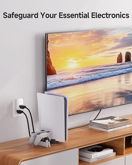 [ETL Listed] Cable Matters 1350 Joules Single Outlet Surge Protector for TV, PC, Xbox, PS5, Refrigerator, Treadmill, 15A/1875W, 500V Clamping Voltage Wall Surge Protector Outlet, White