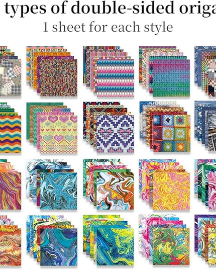 Origami Paper Kit Dobule Sided 100 Sheets 100 Colors 6 Inch Japanese Chiyo Square Easy Fold Arts Crafts DIY Handwork Origami Papers Cloth Rock Color