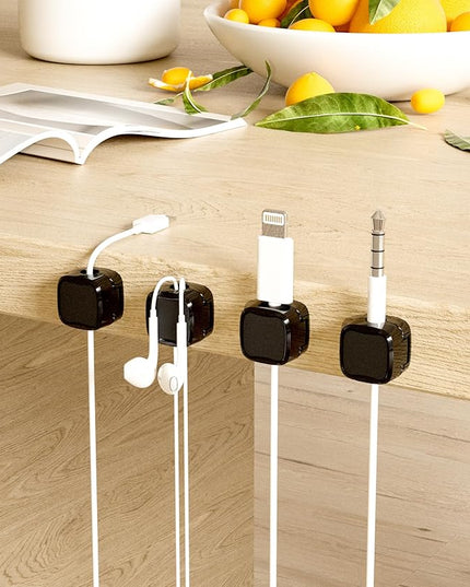 Magnetic Cable Clips, Adjustable Cord Holder Management, Adhesive Wire Keeper Organizer for Home Office Desk Phone PC Car Wall Desktop Nightstand Appliance (9-Pack Black)
