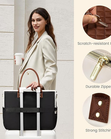 LOVEVOOK Laptop Tote Bag for Women With Large Cup Holder, Work Bags Teacher Nurse Bag, 15.6 Inch Professional Briefcase Business Travel Large Purses Handbag Gifts, Diaper Bag With Multi-Pockets