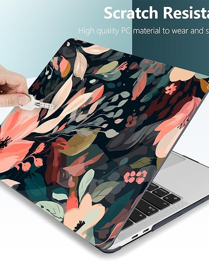 DONGKE Compatible with MacBook Pro 13 inch Case 2024 2023-2020 Release A2338 M2/M1 A2251 A2289 with Retina Display & Touch ID, Plastic Hard Shell & Keyboard Cover & Screen Film - Painted Florals